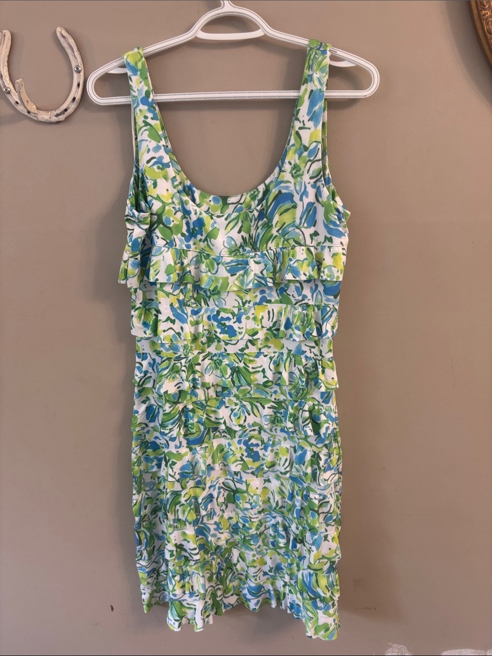 Sleeveless Green & Blue Floral Summer Dress - Picture 2 of 3